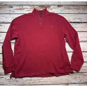 Polo Ralph Lauren Estate Rib 1/4 Zip Pullover Sweater Men's XL Red Pony‎ Logo